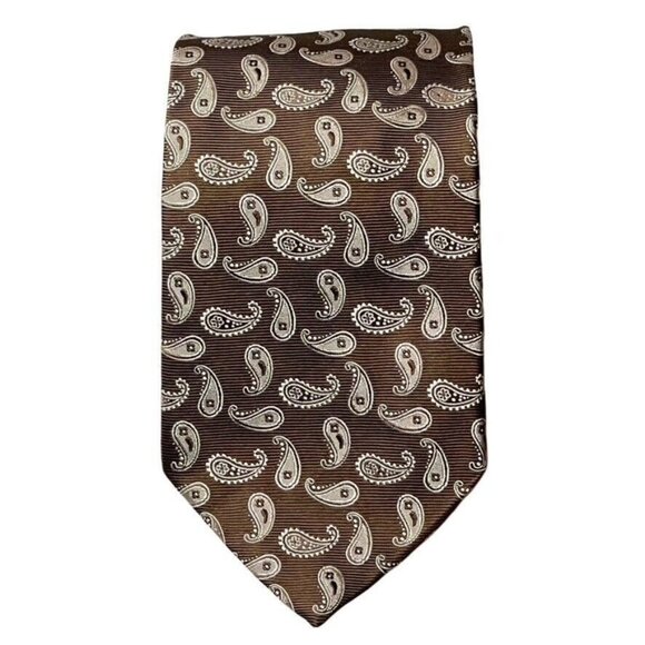 Brooks Brothers Paisley Silk Tie Brown - Picture 7 of 7